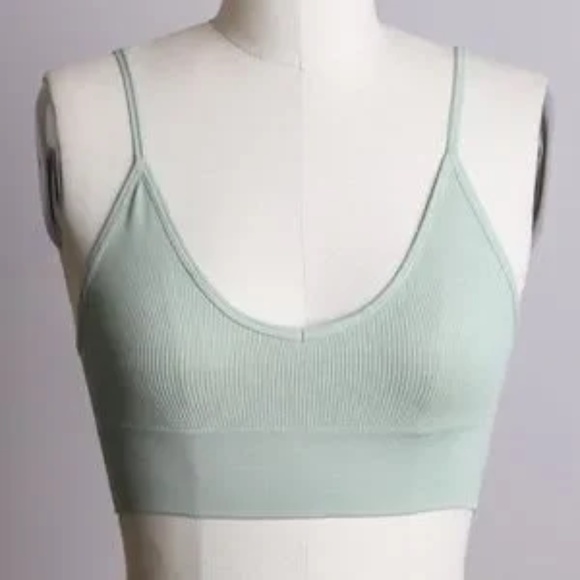 Other - Sage Light Green Solid Low Back Seamless Solid Stretch Bralette Womens